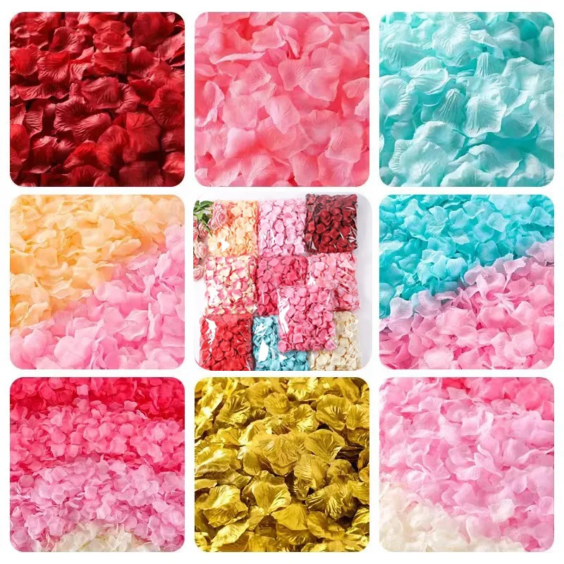 1000/100Pcs Artificial Rose Petals Colorful Silk Rose Flower Romantic Night Proposal Valentine Day Wedding Party Xmas Decoration