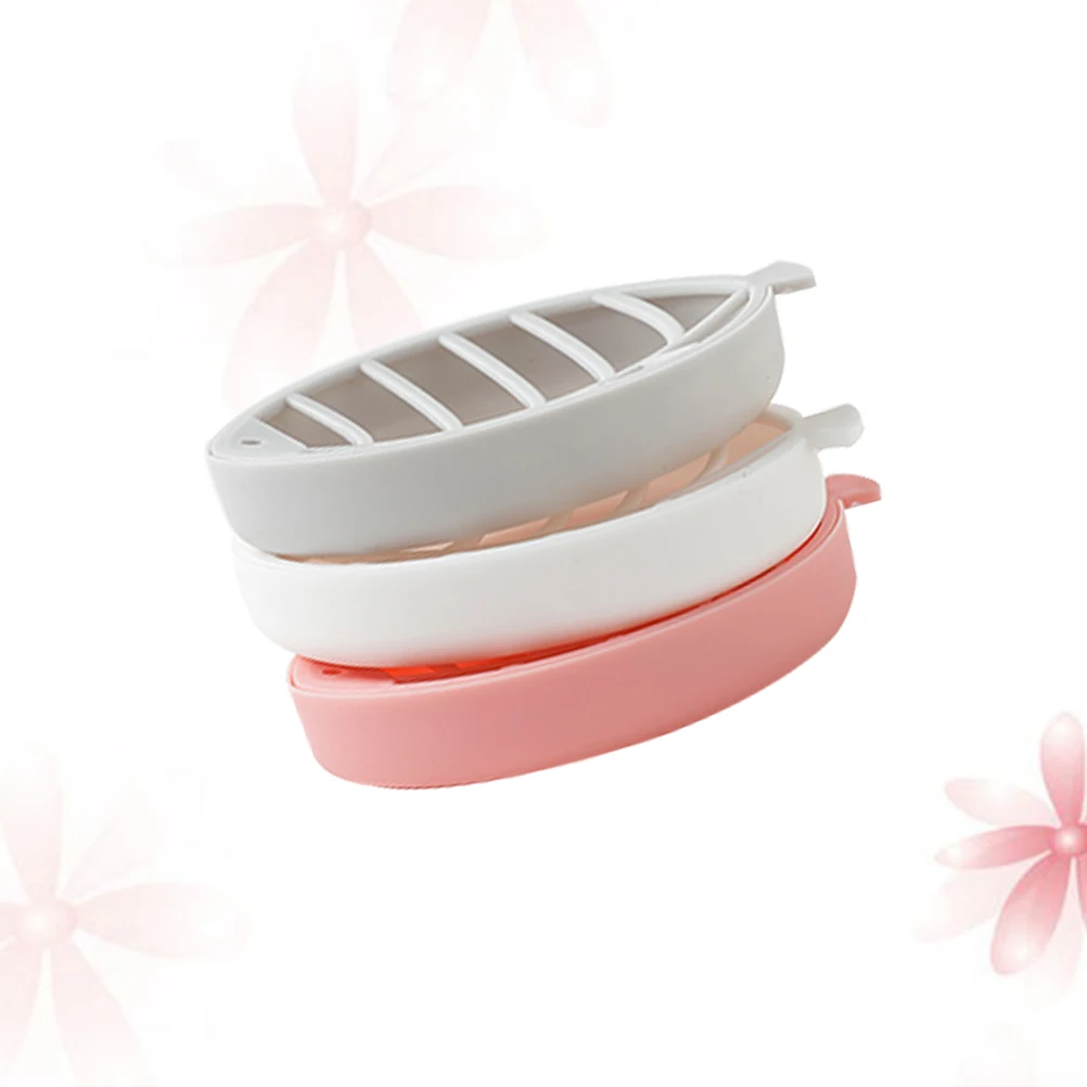 

3pcs Soap Box Plastic Bath Container Standard Size Draining Design Home Decor Soap Case Storage Organizer