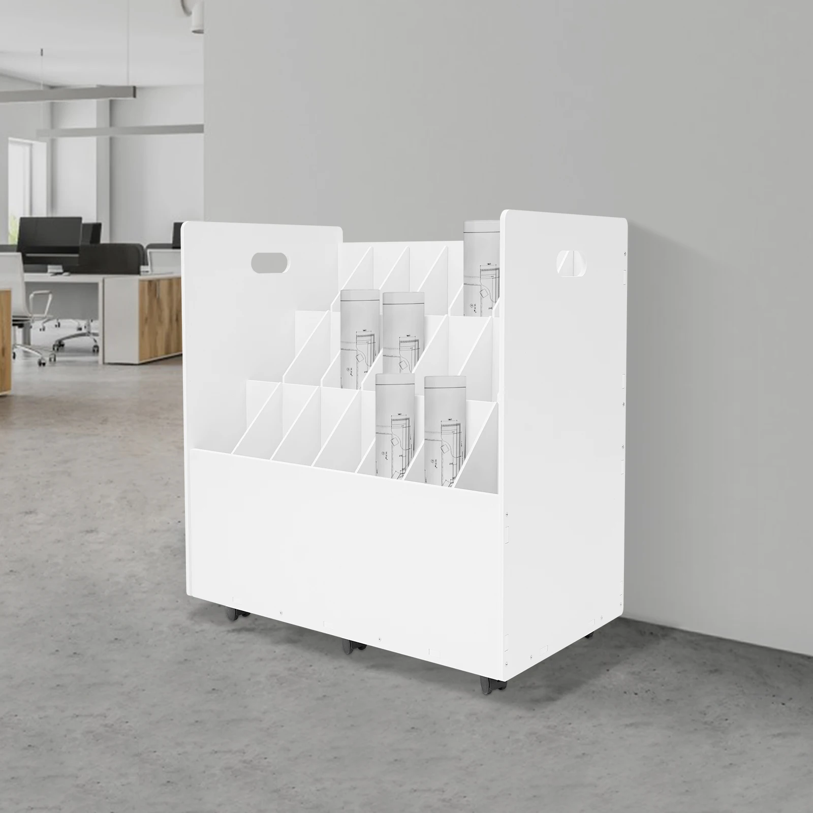 Mobile Roll File Storage Rack, Roll Files Storage Cabinet with Wheels, 21 Slots Roll Files Storage Organizer with Wheels