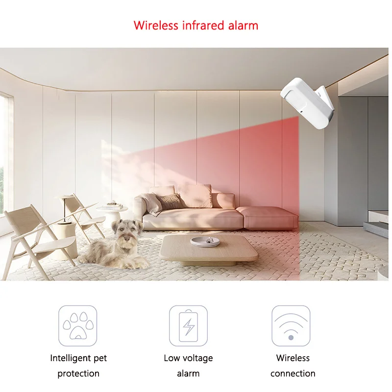 433MHz Wireless Wide-angle Anti-pet Infrared Detector Intelligent Anti-theft PIR Motion Sensor Indoor Human Body Induction Alarm