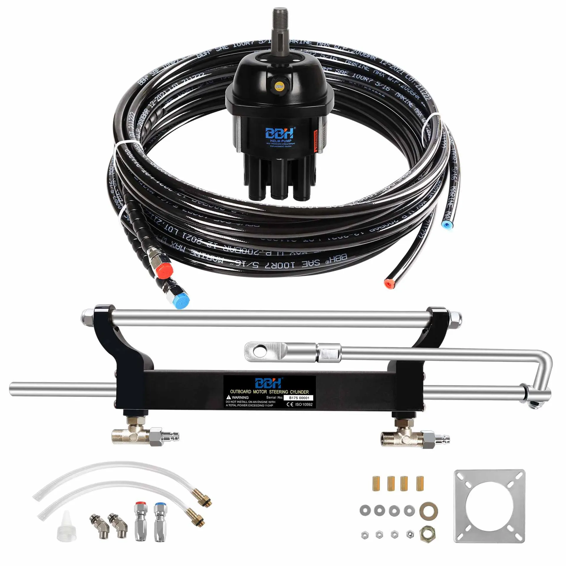 350 HP Inboard Hydraulic Steering System Stainless Steel Cylinder Boat Yacht Outboard Inboard Steering Kit Front Mount Check Use