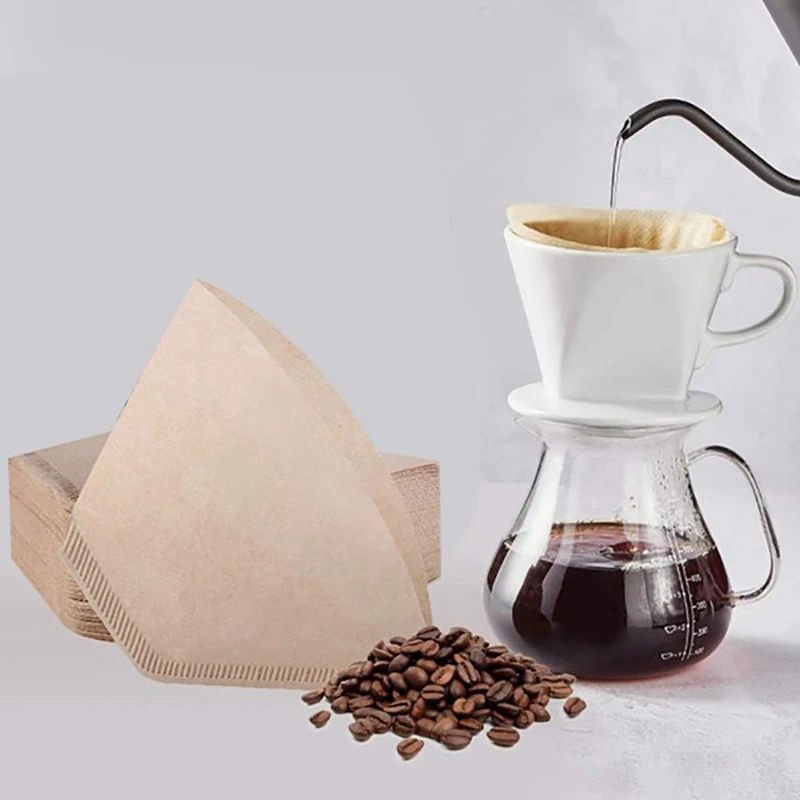 4 Cone Coffee Filter, Unbleached Natural Paper, No Blowout, Disposable for Pour over and Drip Coffee Maker, 200 Pcs