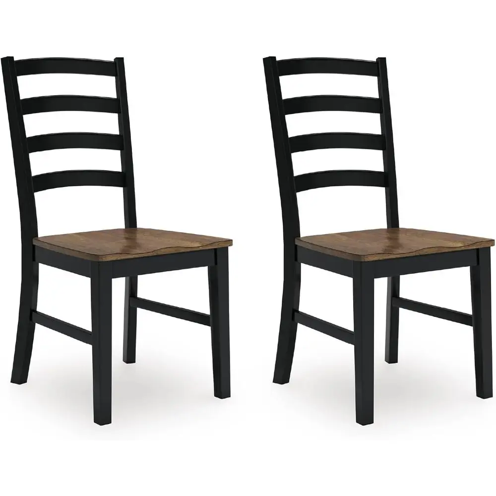 Wildenauer Dining Chairs t o 2, ern Ladderack Dining Chairs with Solid Wood e, Two-Tone inish, Contoured at, lack/rown