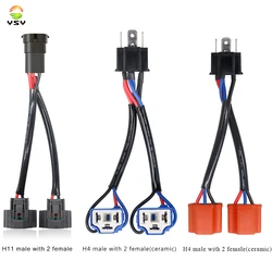1pcs H4 male to H4 female Ceramic,H11 male to H11 female Car Truck Headlight Extension Connector Plug Light Socket Adapter 12V