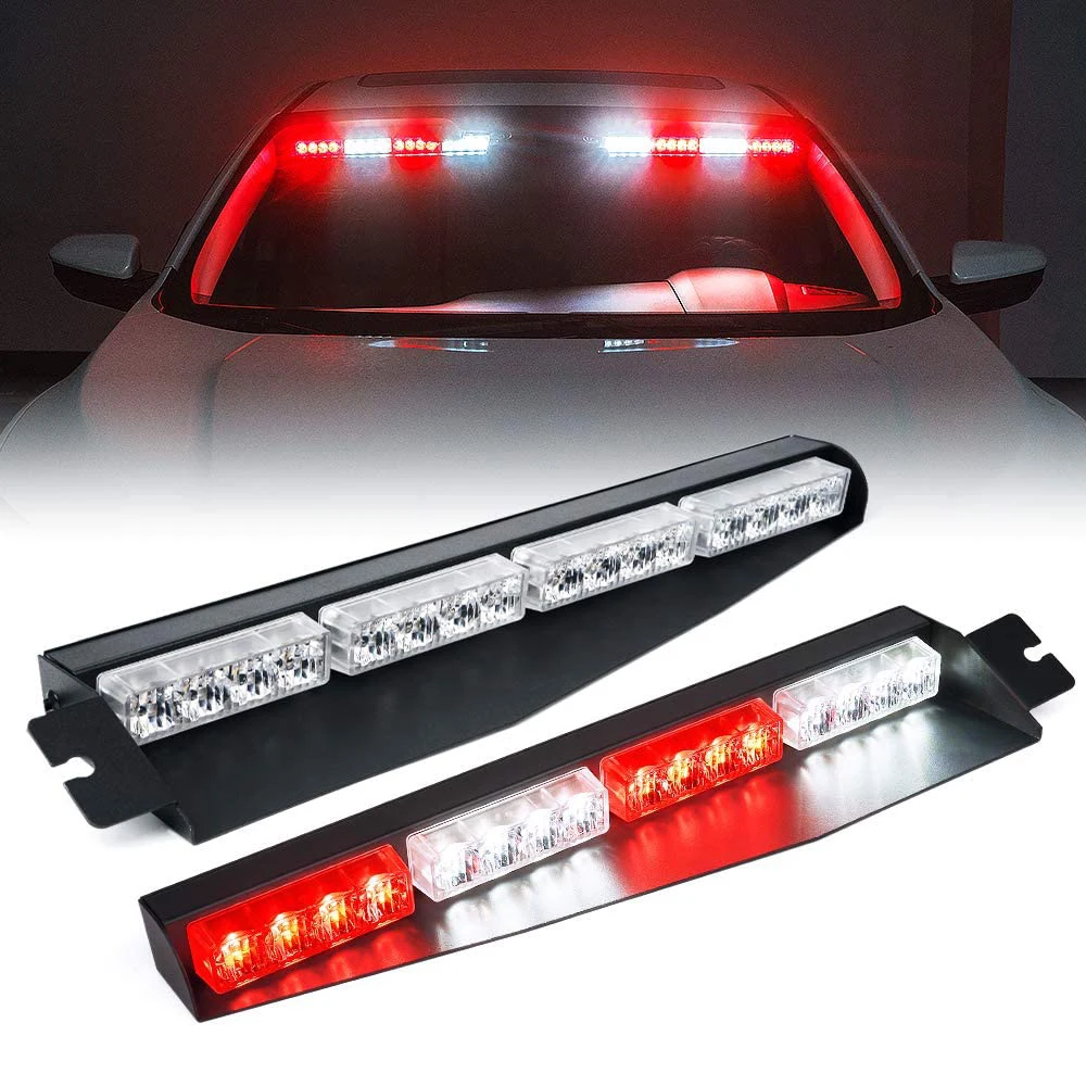 

2pcs LED Visor Strobe Light Bars For Emergency Flash Warning Lamp Windshield Bar Car Front Windshield Warning Light