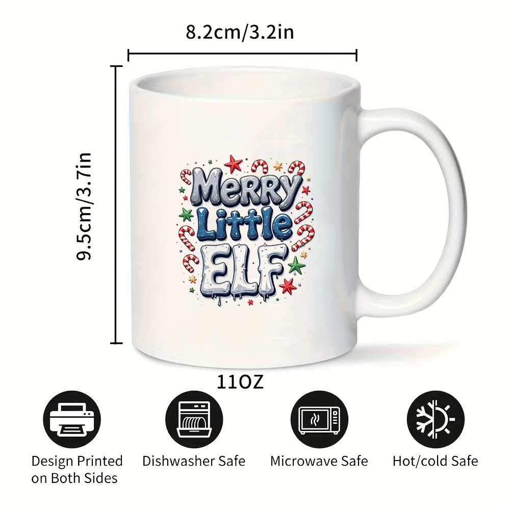 11온스 머그컵 + 눈의 요정 크리스마스 테마 컵 캔디 스틱 별 장식 크리스마스 선물 어린이 컵 가족 사무실 커피 머그컵