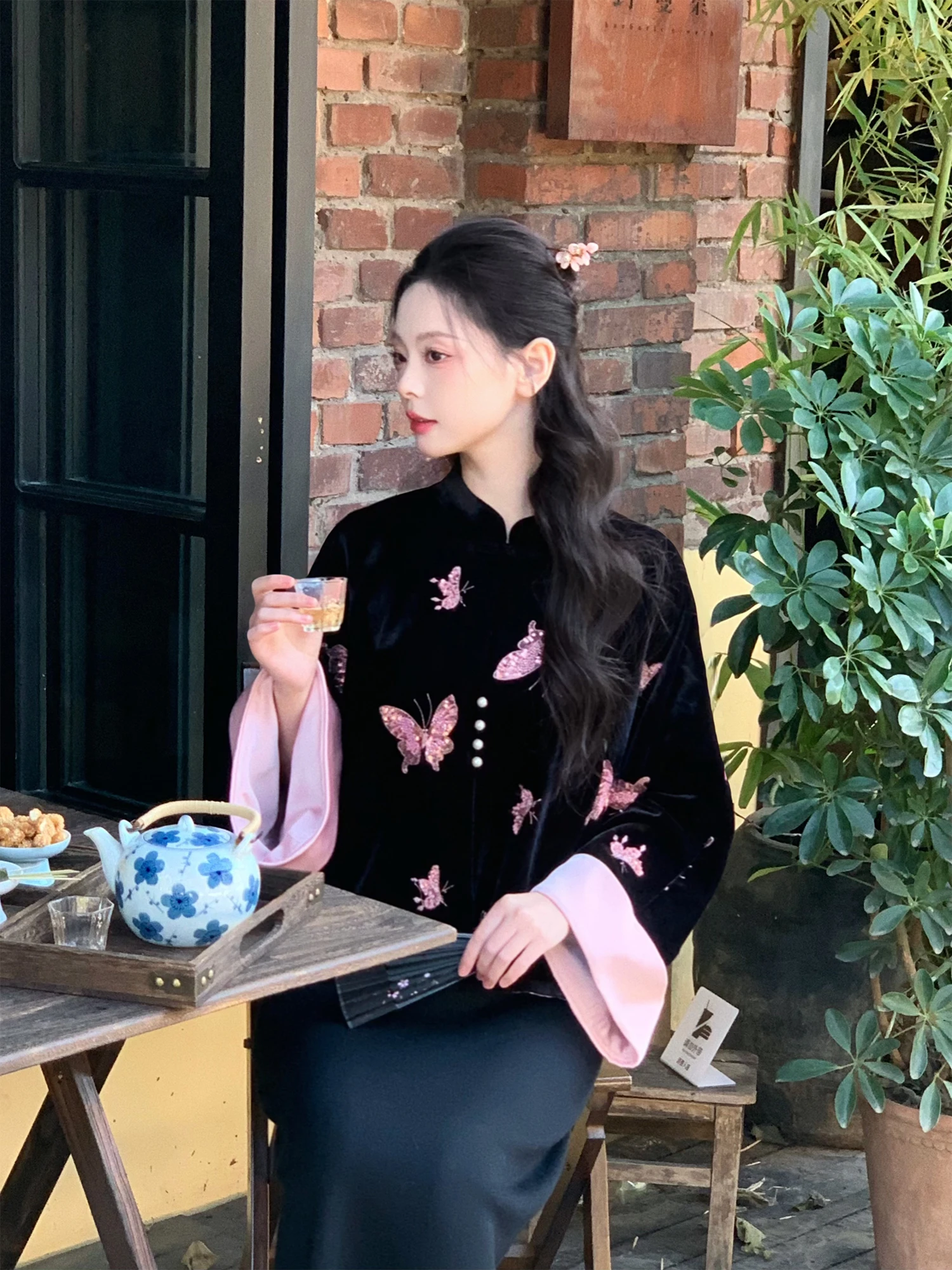 

New Chinese Sle Embroidery Cotton Padded Top Women's Faion Set New Year 2024 Winter Collection Poetic Exprion