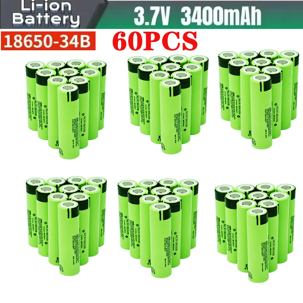 NCR18650B 3,7 V 3400 mAh 18650 100% nieuwe en originele oplaadbare batterij met puntige kop voor zaklamp, draagbare ventilator en scheerapparaat