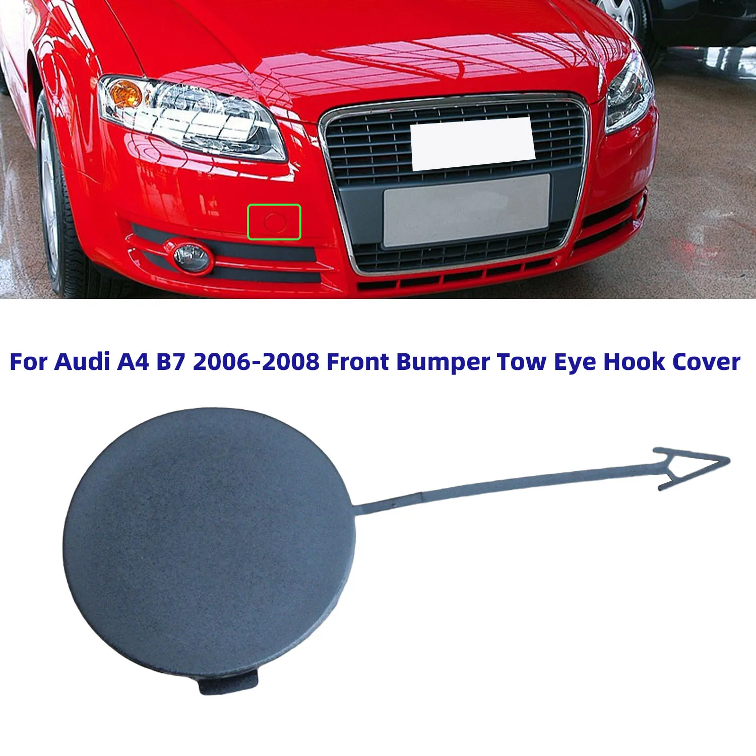 For Audi A4 B7 2006 2007 2008 Front Bumper Tow Towing hook cover Cap Plate Trailer Hook Cover 8E0807241C Unpainted