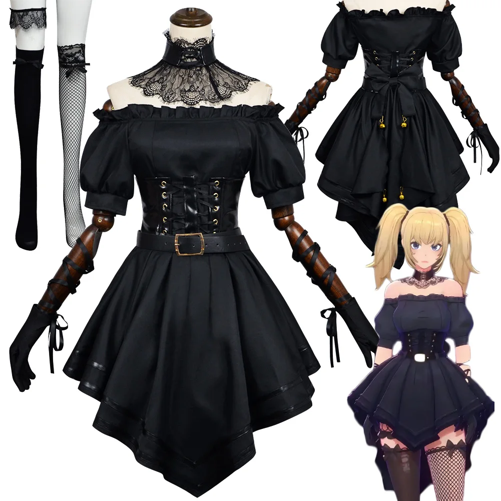 

Grok Companion Ani Girlfriend Cosplay Black Dress Outfits Socks Set Women Adult AI Style Halloween Carnival Party Roleplay Suits