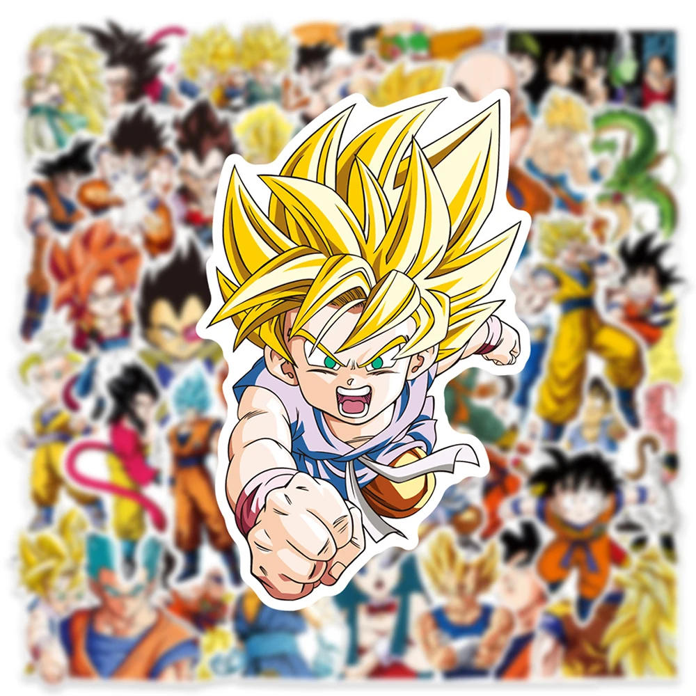 Pegatinas de Anime de Dragon Ball para niños, calcomanías de dibujos animados de Son Goku, calcomanías decorativas para teléfono, botella de agua,