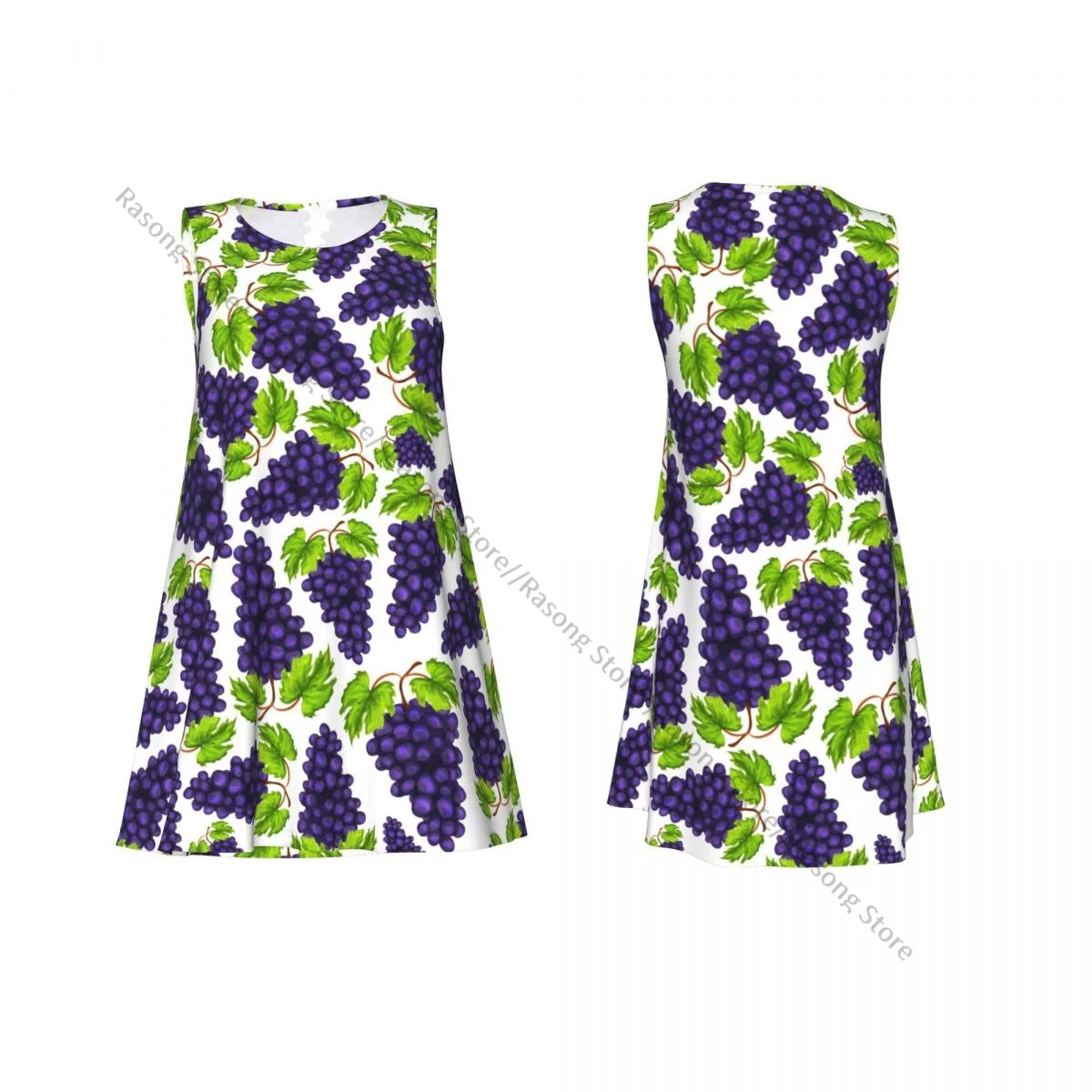 فستان نسائي صيفي كاجوال فساتين تي شيرت لتغطية الشاطئ فستان بدون أكمام على شكل عنب حلو