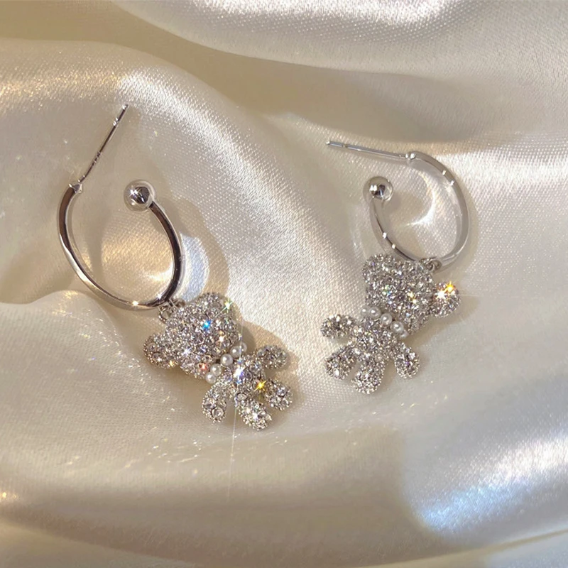 Korean 2022 Fashion Trends Temperament Shine Bear Earrings Brilliant Exquisite Atmosphere Luxury Alloy Plating Earrings Pendant