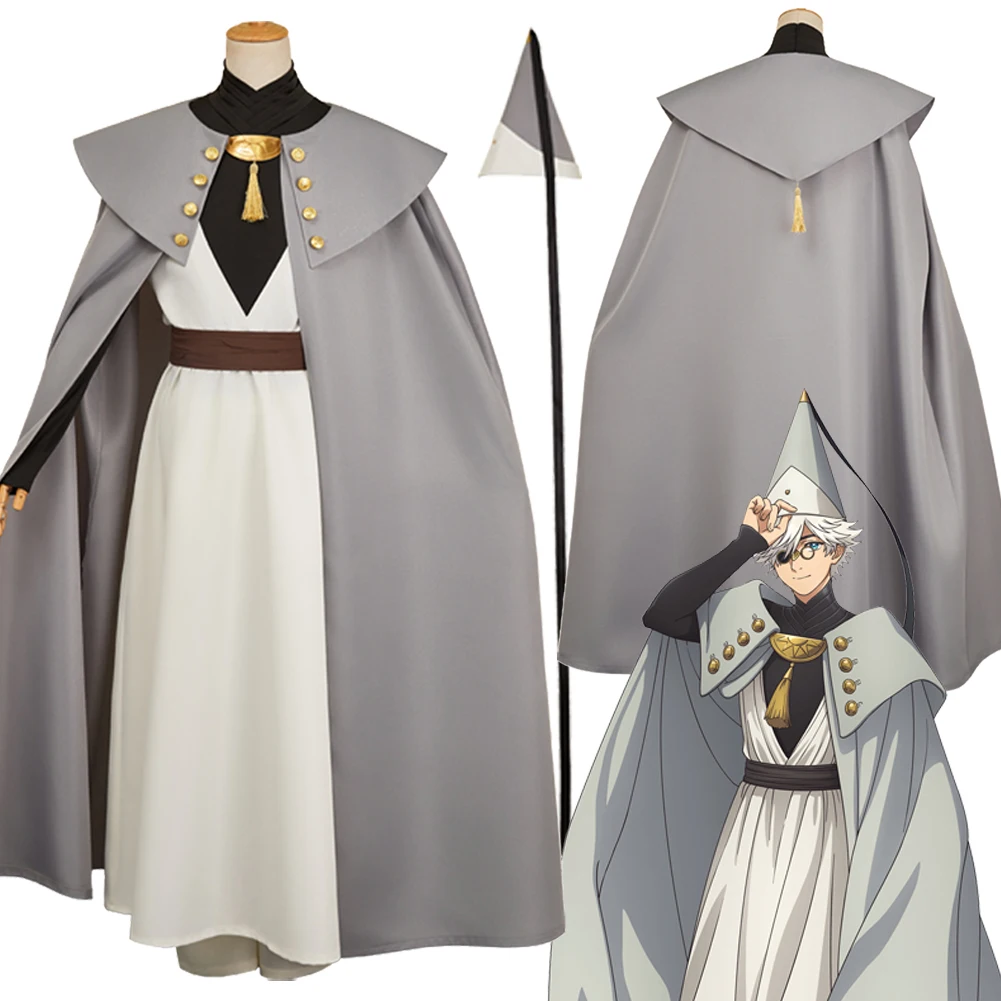 

Аниме Atelier of Witch Hat Qifrey Косплей Серый костюм Плащ Комплект одежды Белый халат Хэллоуин Мужская униформа Наряды Карнавальная вечеринка
