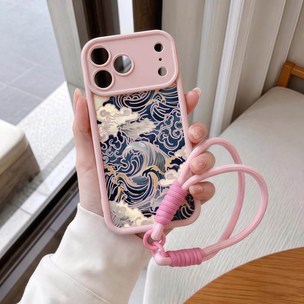 Handyhülle für Samsung Galaxy Note 20 S25 S26 Plus S24 S23 FE S25 S24 Ultra A57 A56 A07 5G Ukiyo E Waves Lanyard Silikonhülle – Detail 8