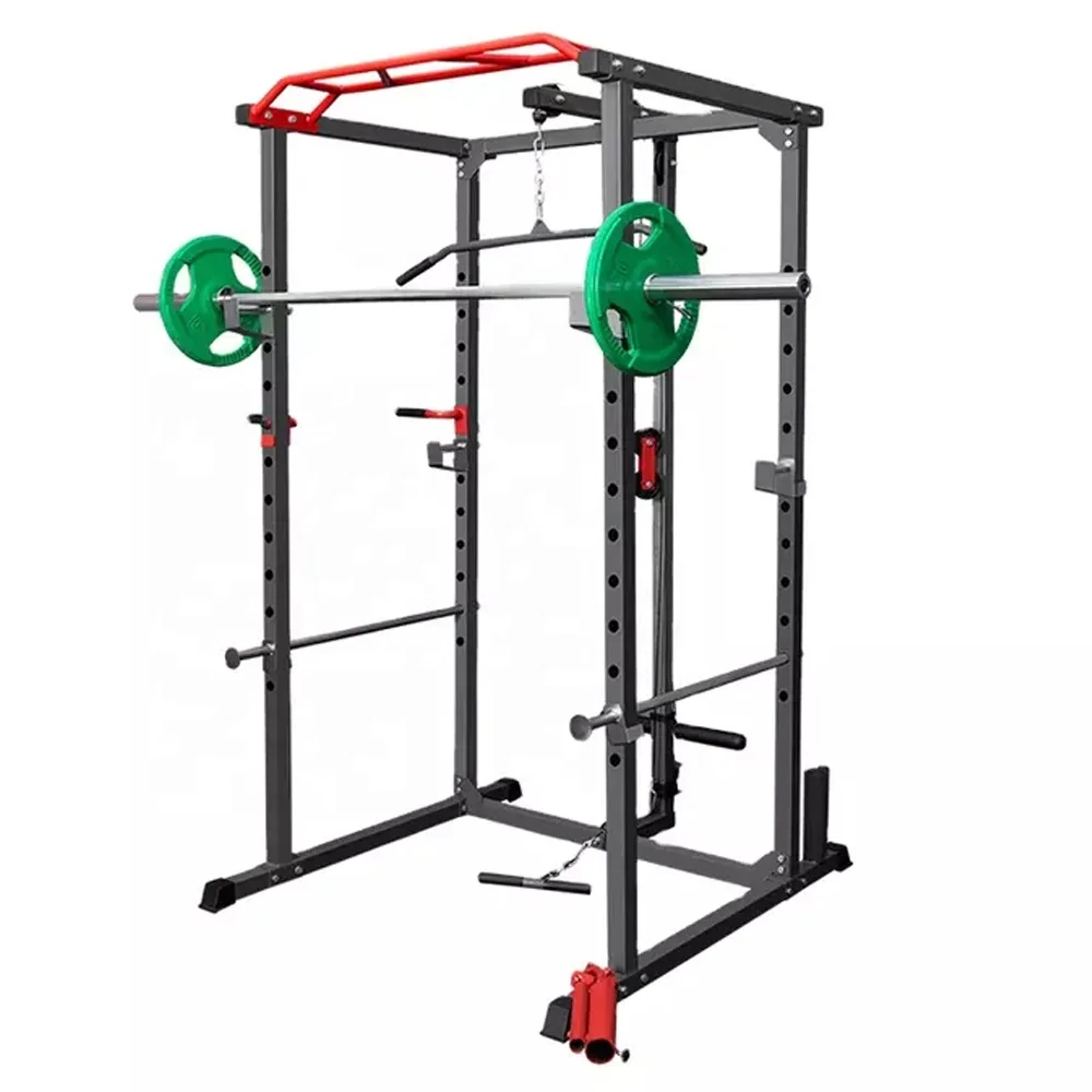 

Multi Functional Power Cage Squat Rack Smith Machine Gym Station Weightlifting Squat Pull Lat Bar Power Rack Cage CN