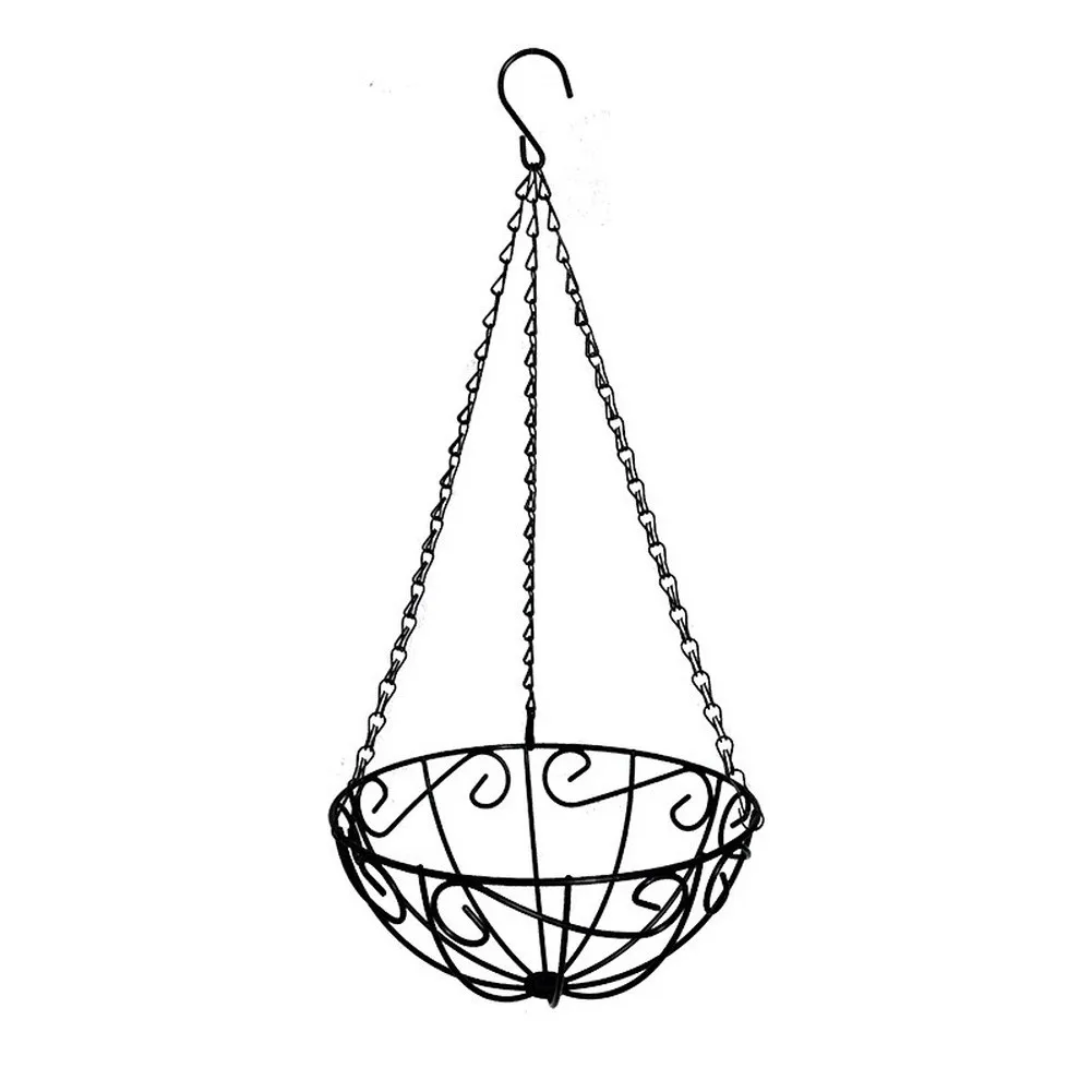 2 Pack Rust Resistant Hanging Planters with Coconut Coir Liner for Indoor Outdoor Plants Metal Wire Basket with Hook Hanger