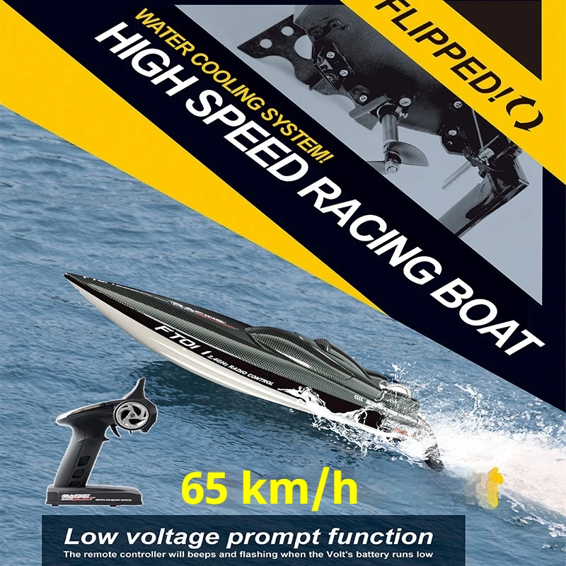 Ft011 super grande 2.4g escala completa controle remoto barco elétrico sem escova design à prova dwaterproof água competição brinquedo modelo de barco de alta velocidade