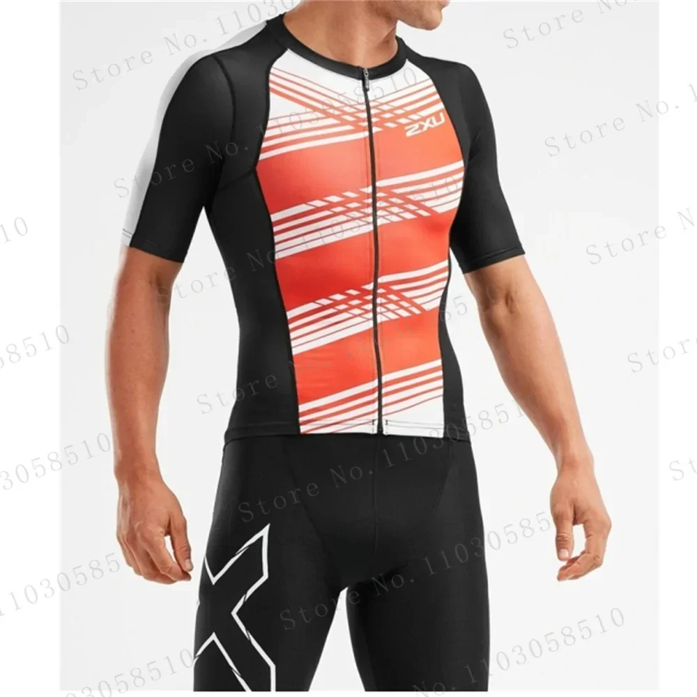 

zxuful Black White Triathlon Suit Men's Road Bike Cycling Clothing Ropa De Ciclismo Road Cycling Set Skinsuit Cycling Jersey Set