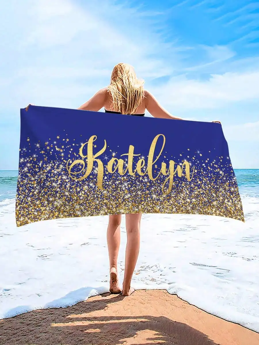 Personalisiertes Strandtuch mit Namen, personalisiertes, super saugfähiges Badetuch, leichtes und kompaktes Poolhandtuch, Sommer-Meer-Großhandel – Detail 6