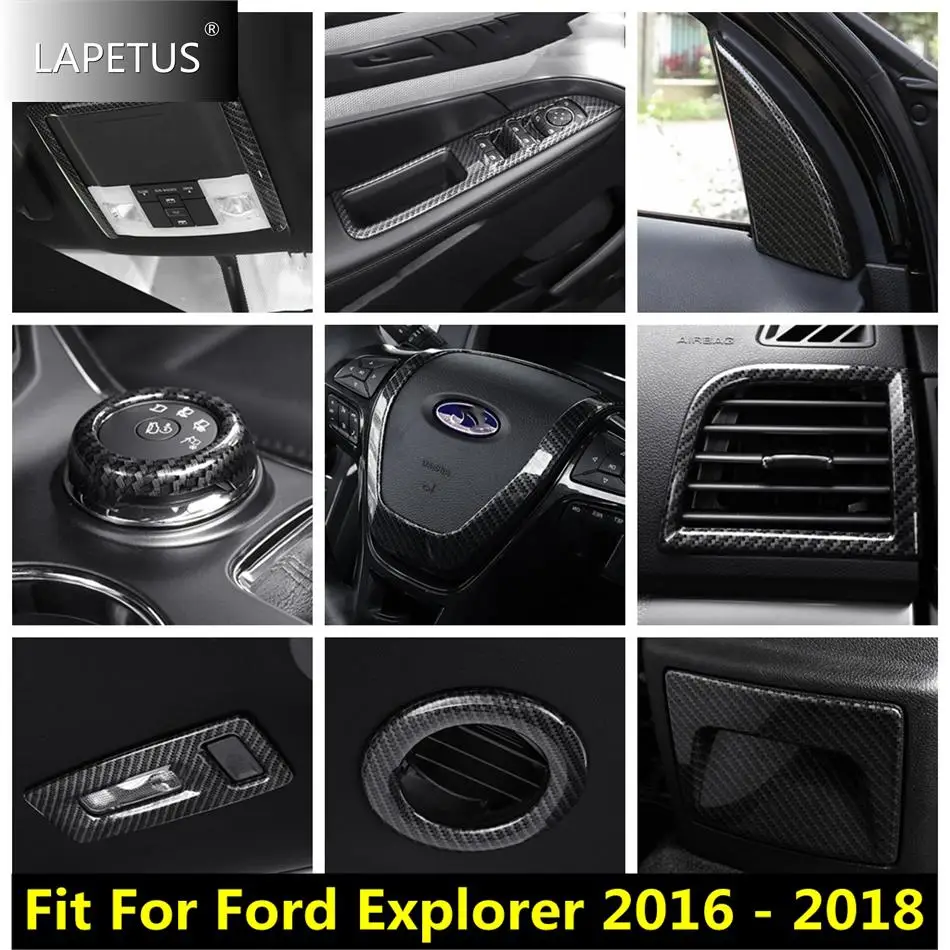 

Glove Storage Box / Glass Lift Button / Door Armrest Strip Cover Trim For Ford Explorer 2016 - 2018 Car Carbon Fiber Accessories