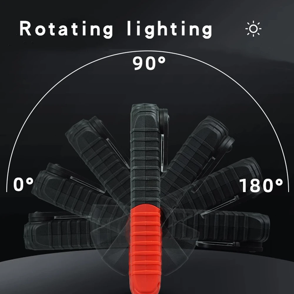 180° Rotatable Magnetic COB Work Light with Front LED, 2000mAh Rechargeable 2 Modes Floodlight & Spotlight for Car Repair Garage view 5
