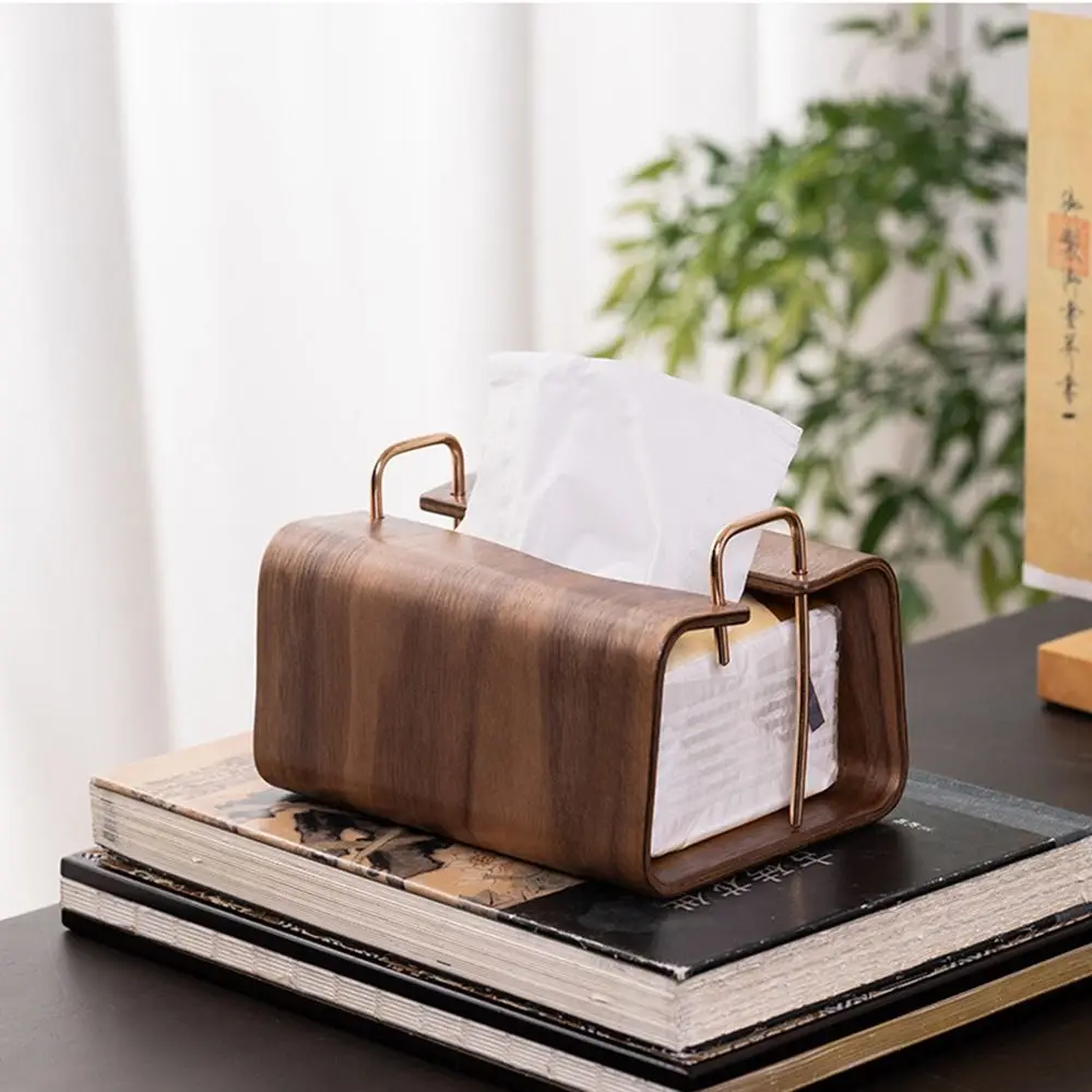 

Nordic Wooden Tissue Box Smooth Extraction Wood Grain Pattern Paper Towel Case Ornaments Space Saving Cloud Paper Container