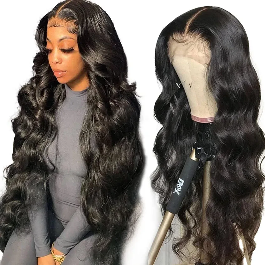 

Body Wave Lace Front Human Hair Wigs Pre Plucked Transparant 13x4 Lace Frontal Wig For Black Women Brazilian Natural Color