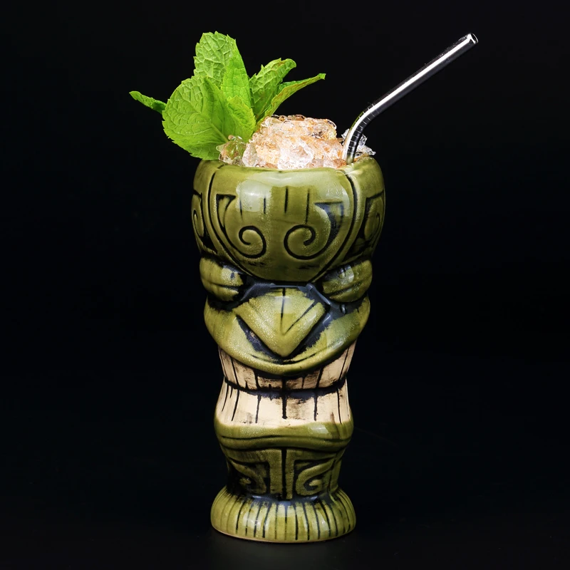 

370ml Hawaii Ceramic Tiki Mug Creative Porcelain Beer Wine Mug Cup Bar Tool