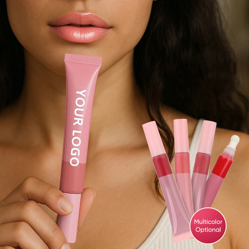 

13ml Private Label Lipgloss Custom Logo Cotton-tipped Tube Nude-makeup Matte Non-smudge Lip Gloss 10-color Moist Pigment Makeup