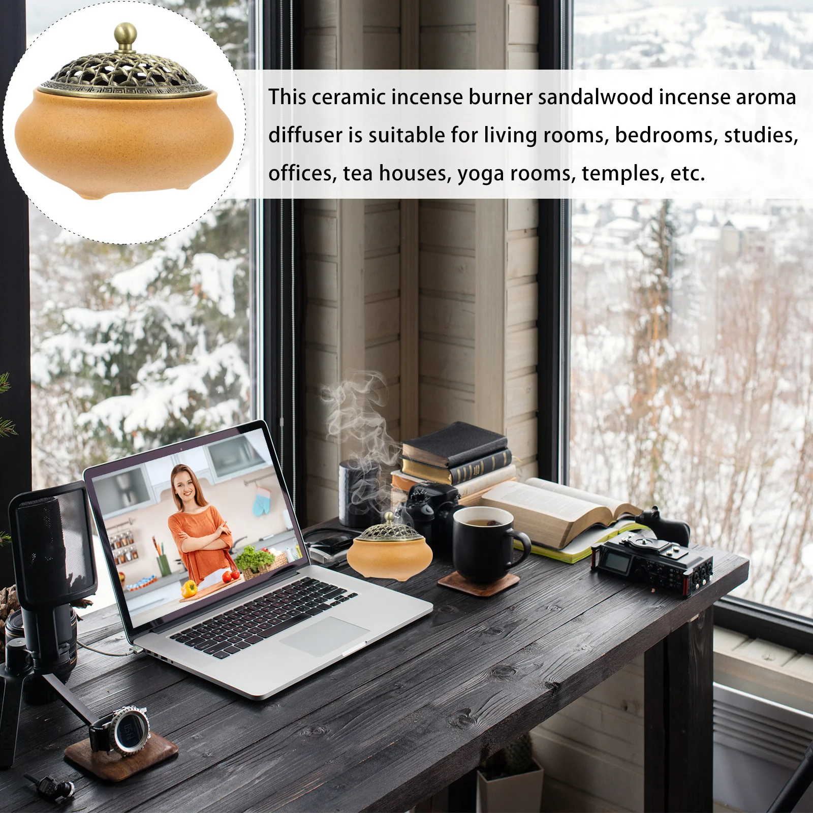 

1Pcs Incense Burner Ceramic Multi Functional Home Decoration Aromatherapy Holder for Office Bedroom Study Relaxation