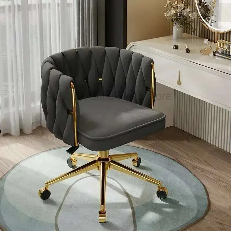 Pink Bedroom Computer Chair Girls Luxury Makeup Elegant Backrest Simple Computer Chair Swivel Silla Escritiorio Office Furniture