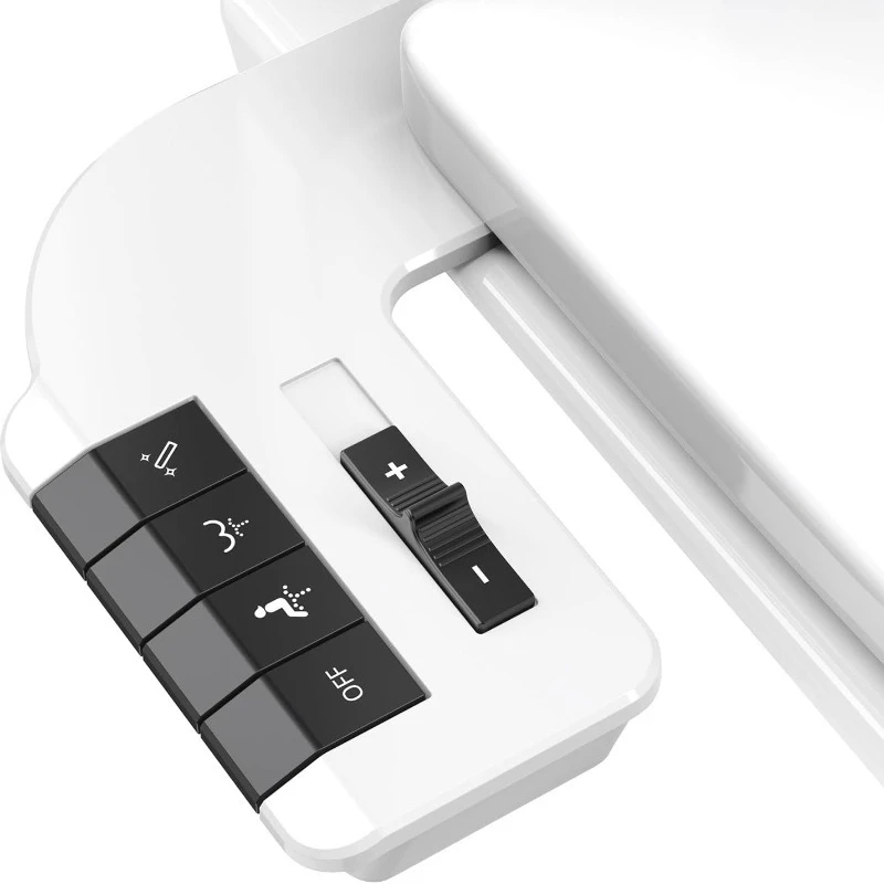 Self-Cleaning Nozzle,Non-Electric Self-Cleaning Bidet Attachment,Side Arm Control Ultra Thin Design Toilet Seat Dual Nozzle