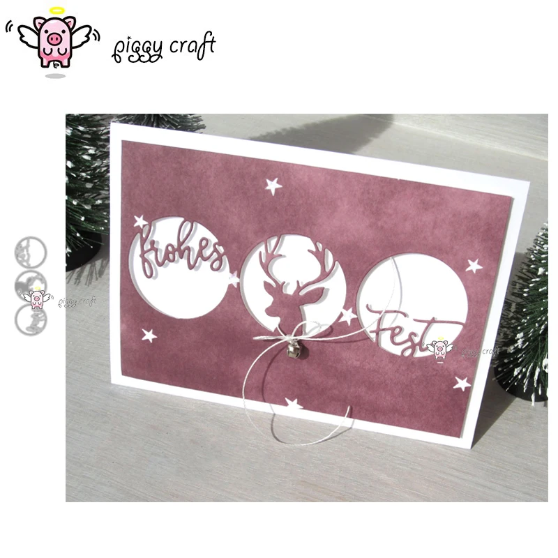 1 قطعة أصبع الحرفية المعادن قطع يموت قطع يموت قالب الغزلان frohes مهرجان رسالة دائرة قصاصات ورقية قالب الحرف شفرة لكمة الاستنسل