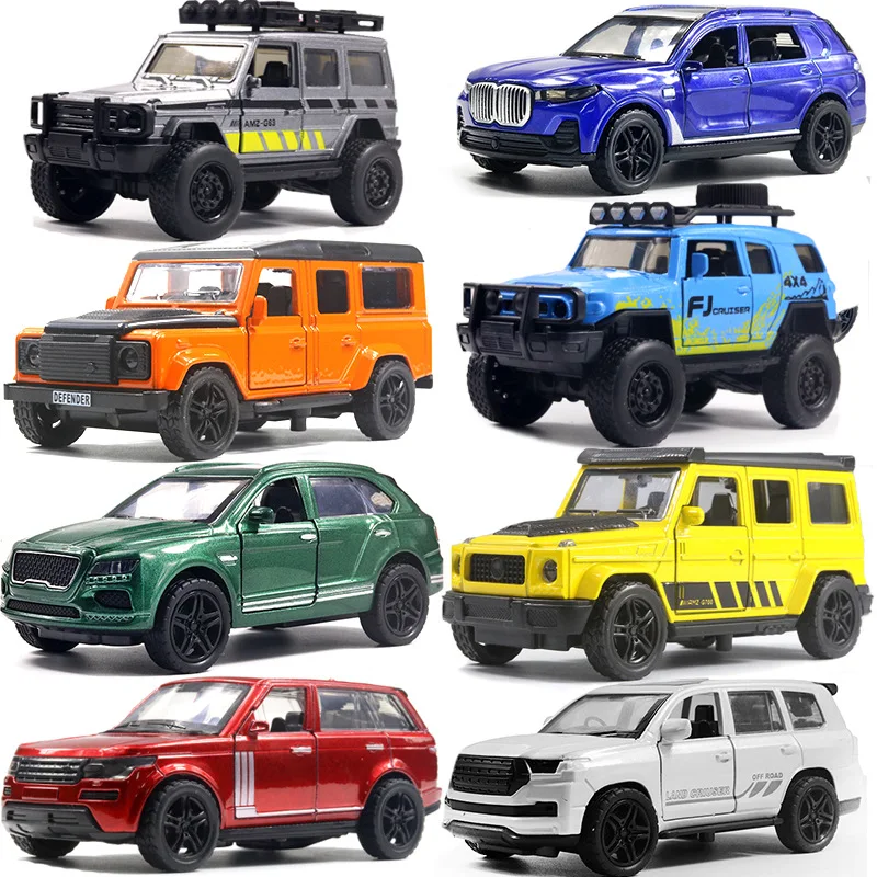 

1:36 Diecast Alloy Car Models SUV Cars Benz' Land Rover Defender Doors Opened Pull Back Off Road Vehicles Police Pickup Car Toys