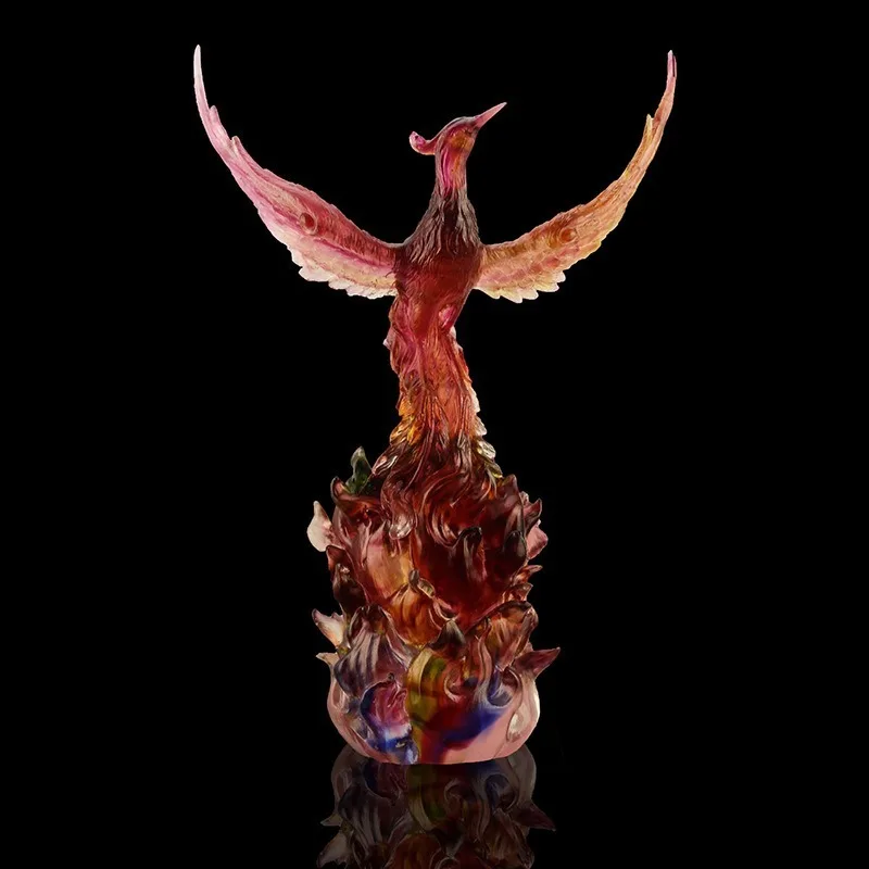 Ancient glazed phoenix ornaments, ancient high-end gifts, foreign home furnishing living room decoration handicrafts, glazed