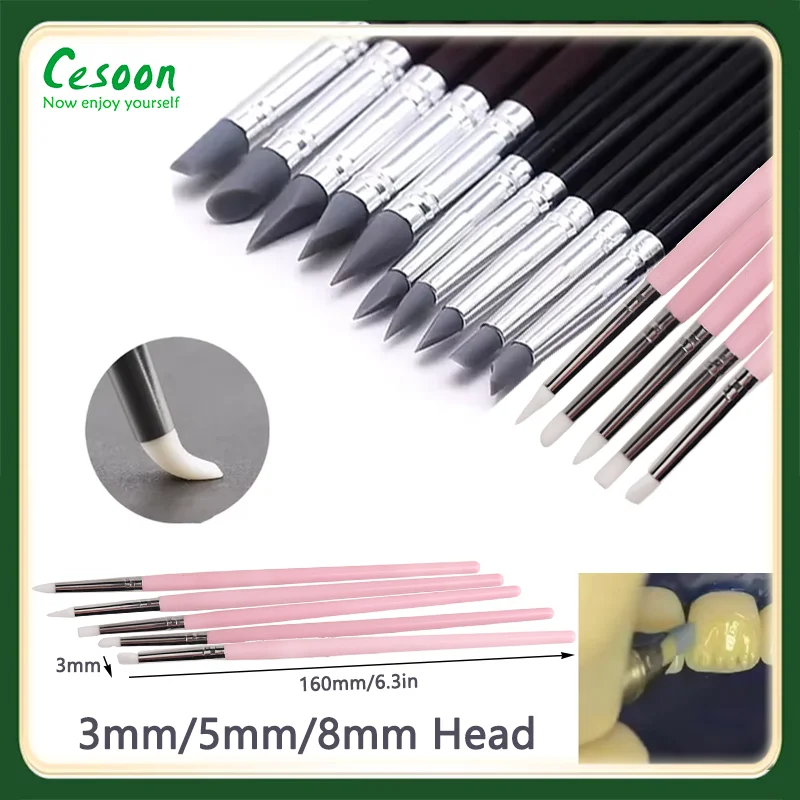 5 uds. Pinceles de resina Dental, pinceles de silicona para decoración de uñas, herramienta para dientes de porcelana de cemento compuesto para odontología, línea moldeadora, dibujo DIY