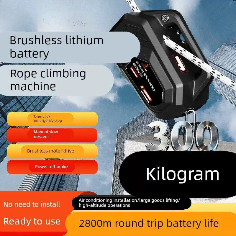 Electric rope climbing machine rechargeable remote control lithium battery hoist crane aerial work