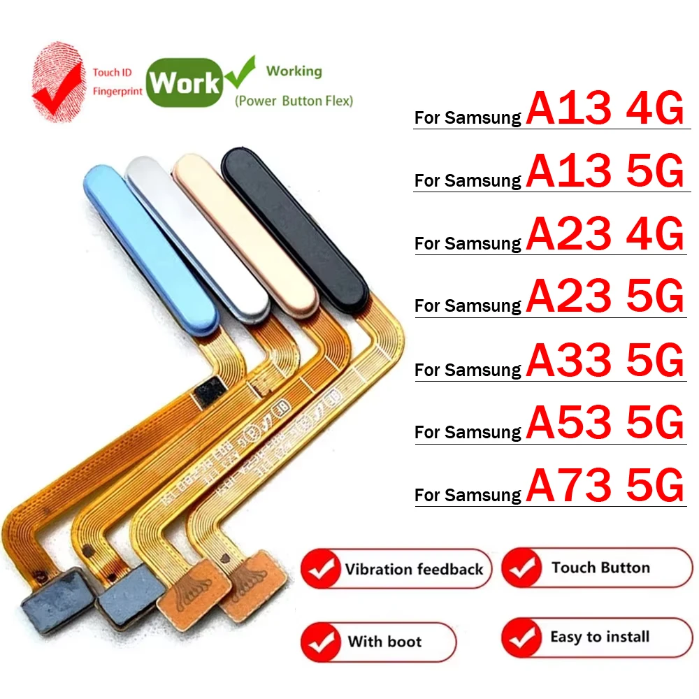 New For Samsung A13 A135F A13 A136B A23 A33 A53 A73 4G 5G Fingerprint Sensor Home Return Key Menu Button Flex Ribbon Cable