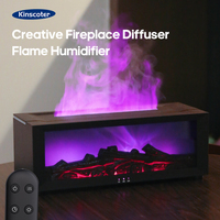 Simulated Fireplace Aroma Diffuser Essential Oil Diffuser Air Humidifier w/ Remote & Colorful Night Light for Home Creative Gift