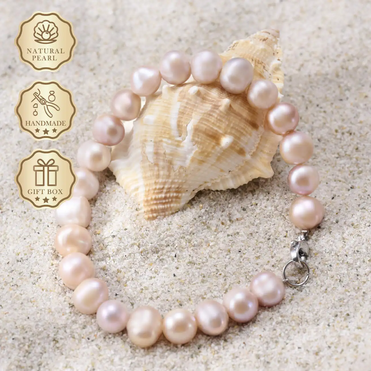 

MYSOYA Pink & Pink-Purple Freshwater Pearl Bracelet & Necklace Set, 10–11mm, Silver Lobster Clasp, Gift Box, Birthday Gift