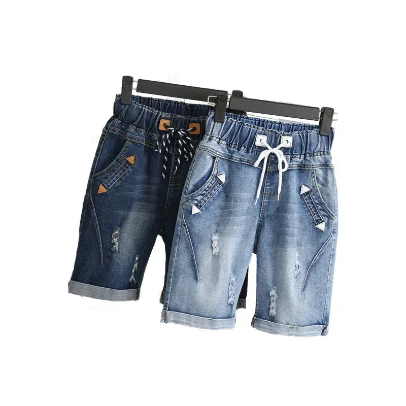 Kích Thước Lớn Phụ Nữ Béo MM Mùa Hè Học Sinh Quần Short Denim Nữ 200 Cân Plus Size Năm Điểm Rộng Chân Hậu Cung Quần MZ1573