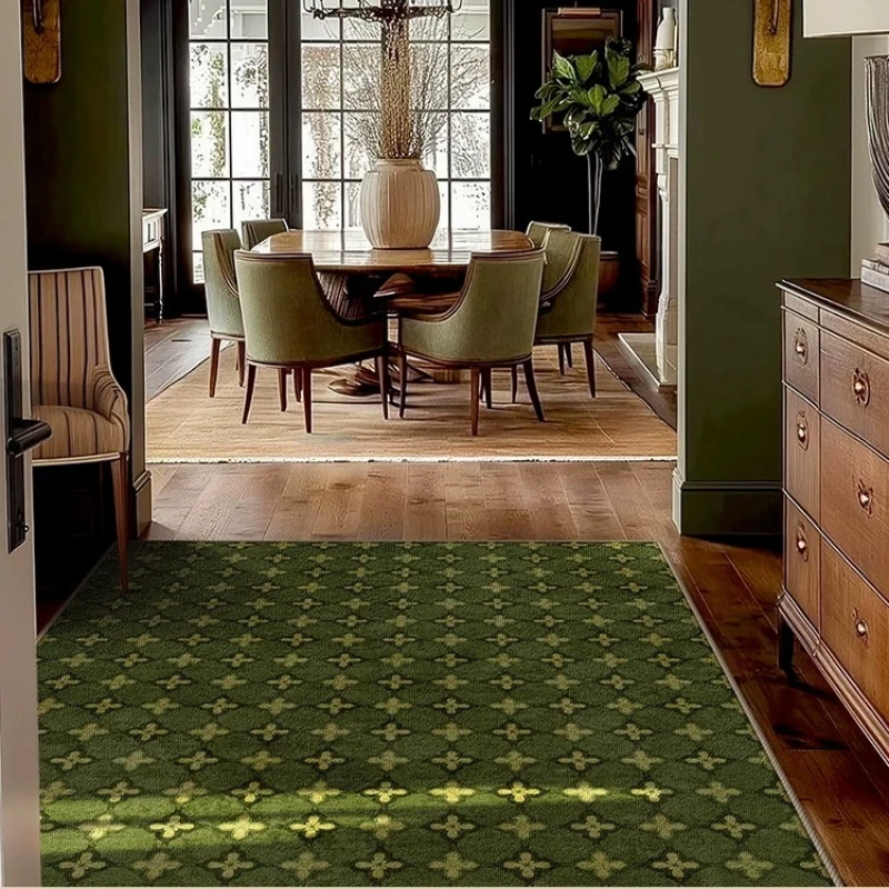 Frost Green Retro Print PVC Kitchen Floor Mat Anti-fouling Oil-proof Easy Clean Carpets Large Area Non-slip Balcony Leather Rugs