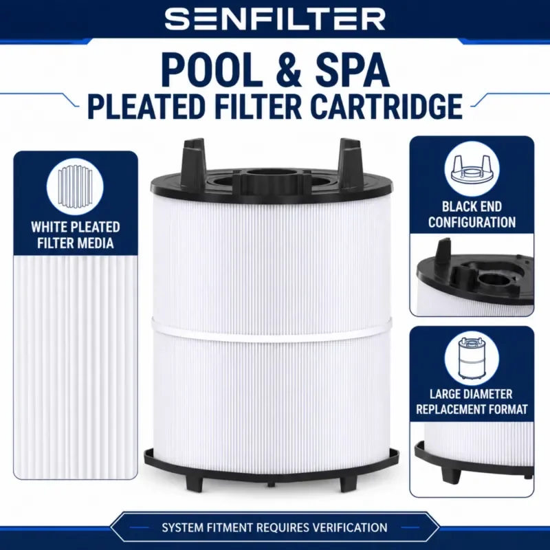 150 Sq Ft Modular D.E. Pool Filter Module Replacement with Black End Caps 10-15 m Rate 17 M/h Flow Rate