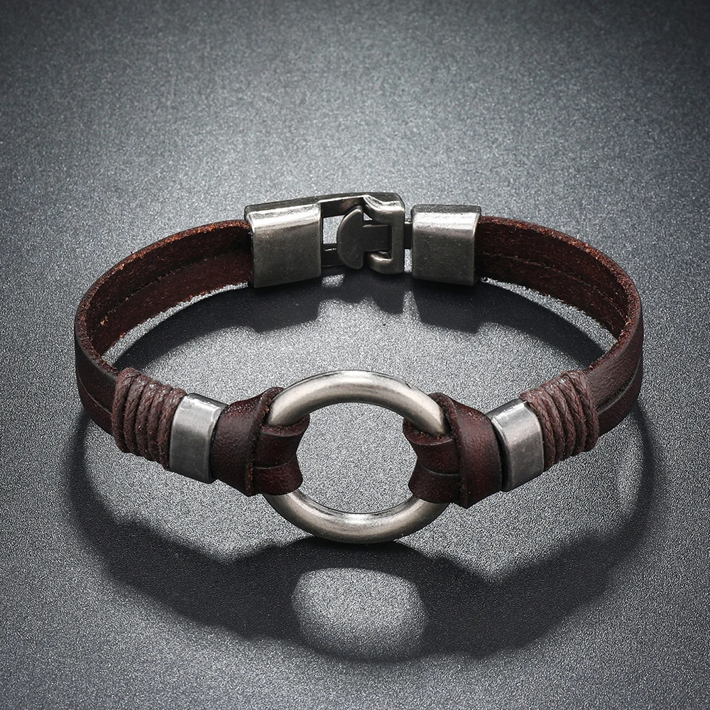 Handmade Genuine Leather Bracelet for Men and Women, Simple Bracelet