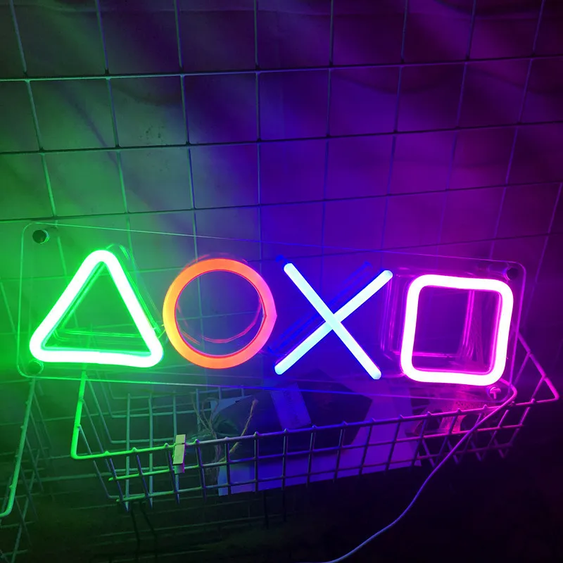 Imagem -06 - Luzes de Néon Conduzidas Personalizadas da Noite Sinais para a Decoração da Parede do Quarto com Jogo de Playstation Regulável Alimentado por Usb