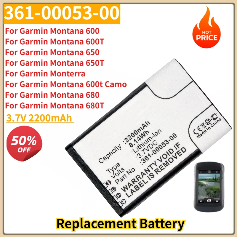 

High Quality 361-00053-00 battery 3.7V 2200mAh for Garmin Montana 600 610 650 600T 650T VIRB GPS Handheld 010-11654-03 Brand New