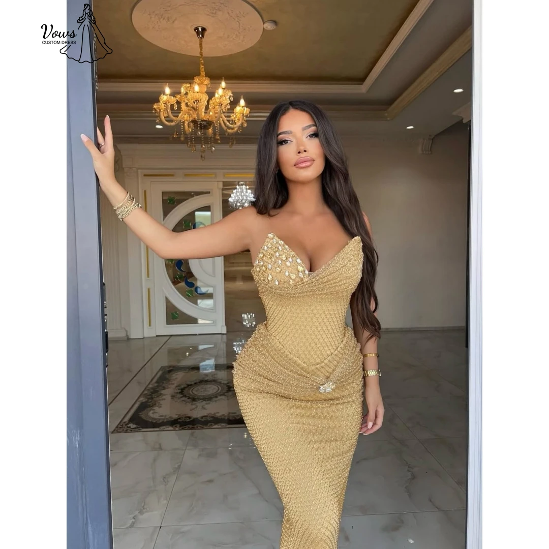 

Vows Fishtail Skirt Luxury Prom Dresses 2025 Off-shoulder Elegant Evening Party Dresses for Women Custom Made Bead Embroidery