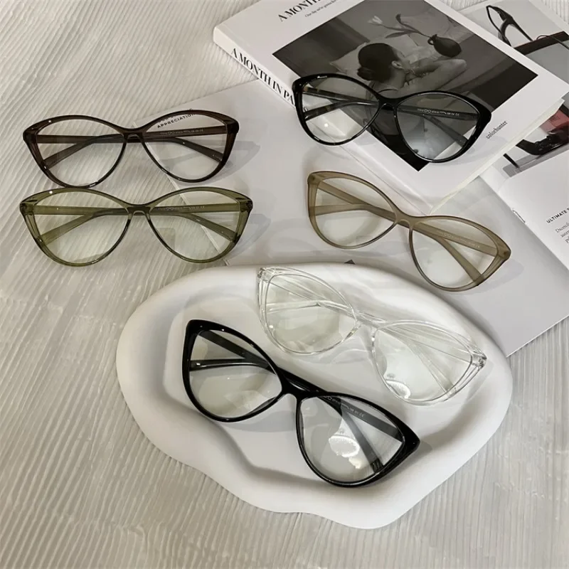 New Fashion Vintage Gradient Near Sight Eyeglasses Cat Eye Anti Blue Light Myopia Glasses Unique Women High-definition Glasses