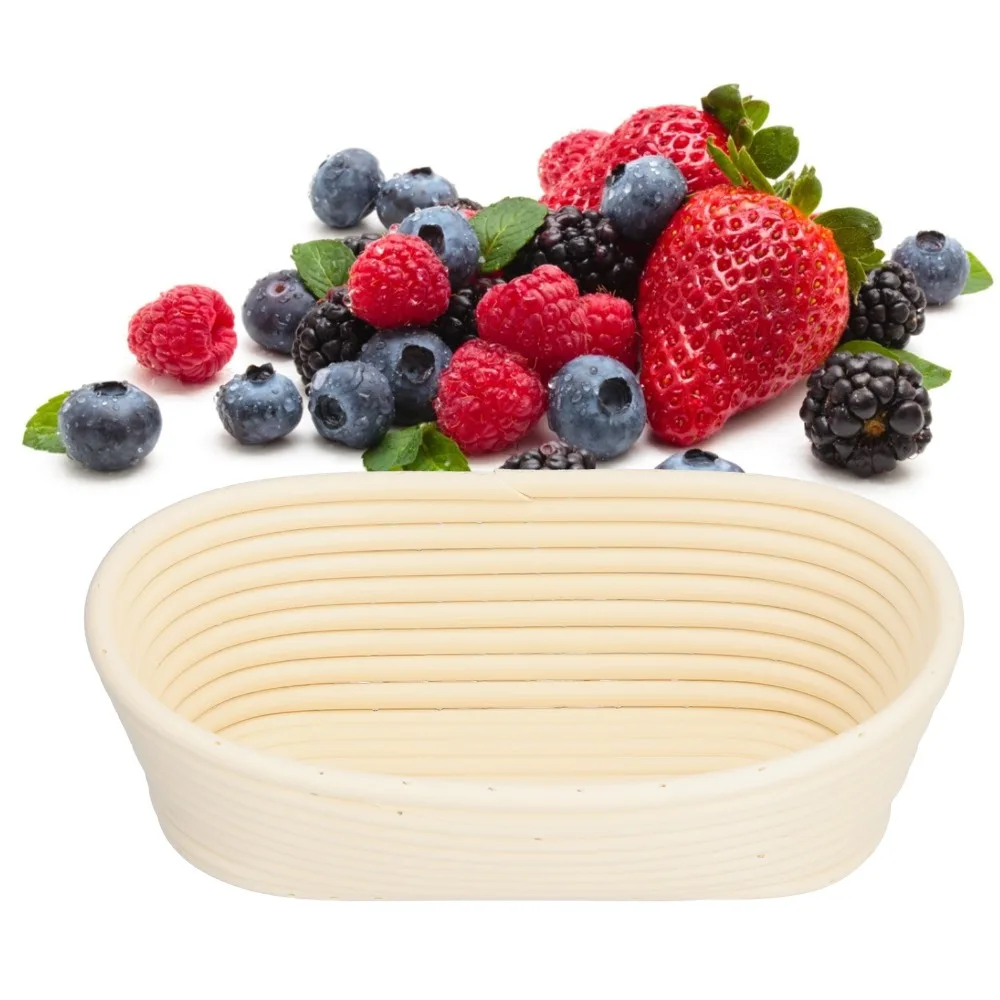 New Food Grade PP Bread Proofing Basket Oval Shape Rattan Woven Dough Rising Bowl European Style Banneton Basket Artisan